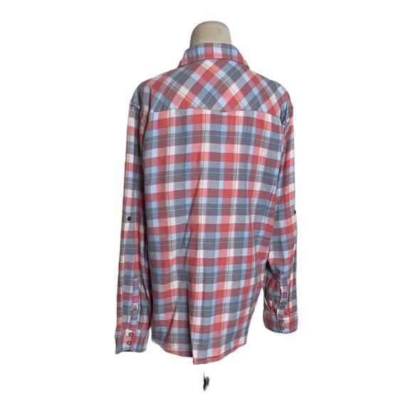 Jachs Girlfriend pink plaid roll tab long sleeves shirt size XL - Picture 2 of 11